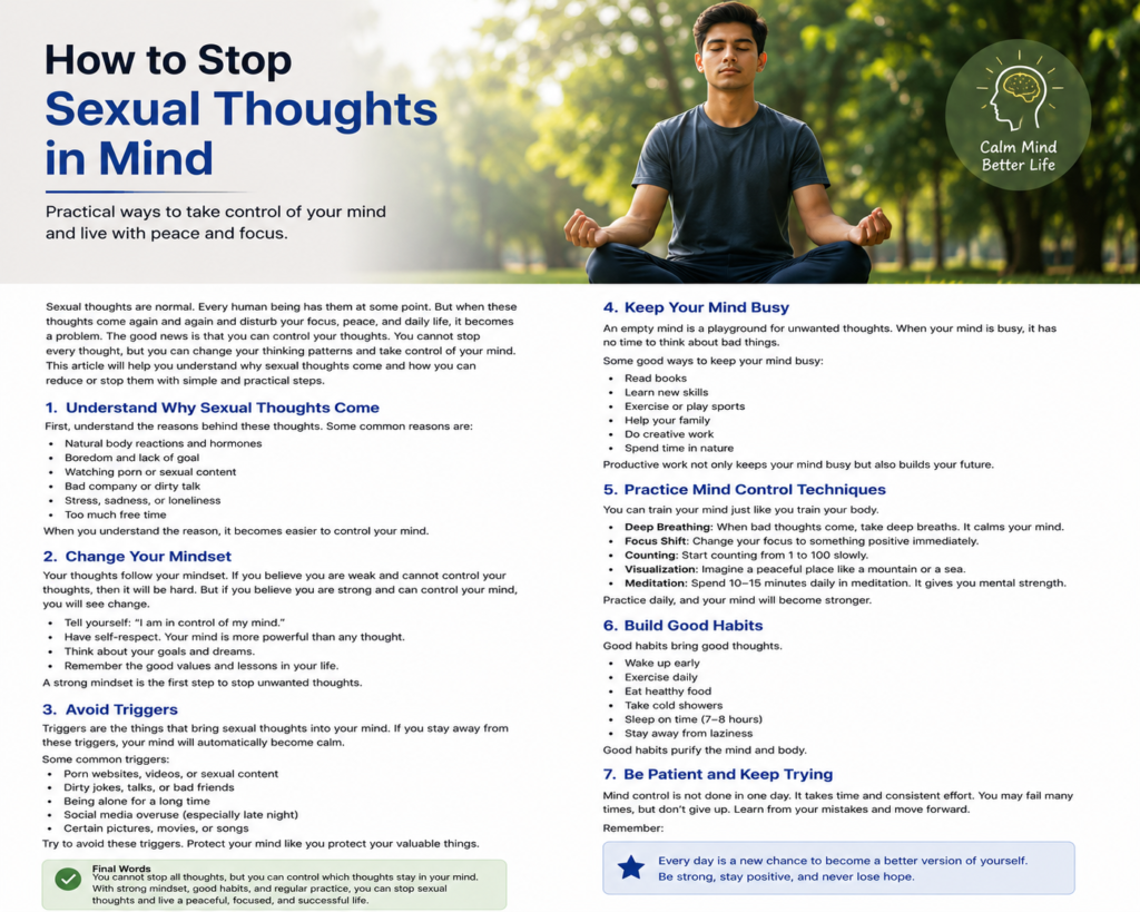 How to Stop Sexual Thoughts in Mind